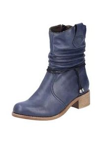 Winterstiefelette Rieker Gr. 42, blau (dunkelblau) Damen Schuhe Boots, Blockabsatz, slouchy Schaft, mit Innenreißverschluss