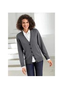 Strickjacke Casual Looks Gr. 52, grau (grau, meliert) Damen Strickjacken