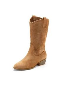 Westernstiefel Lascana Gr. 39, braun (camelfarben) Damen Schuhe Cowboystiefel Schlupfstiefel Sommerstiefel Sommer Boots, Ankle Stiefelette, Schlupfstiefel, Cowboy-Look, Cut-Outs