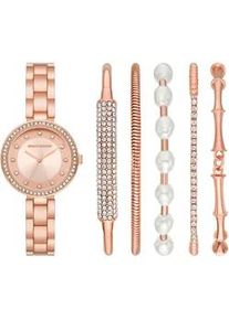 Quarzuhr Skechers "BRACELET GLITZ SET, SR9079" Armbanduhren rosegold (roségoldfarben) Damen Armbanduhr, Damenuhr, Glitzer, ideal als Geschenk