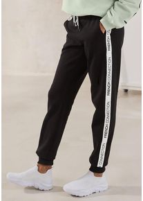 French Connection Sweathose 'FCStudio' schwarz Gr. 32/34 für Damen. Mit Logodruck, Kontraststreifen, Bindebänder, Druck. Bequem. Nachhaltig.
