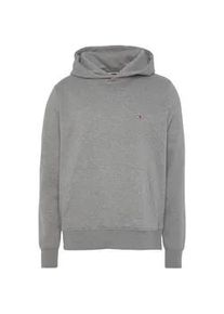 Hoodie Tommy Hilfiger "FLAG LOGO HOODY" Gr. S, grau (medium grey heather) Herren Sweatshirts mit Kängurutasche vorne