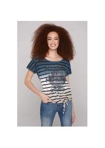 Oversize-Shirt SOCCX Gr. S, blau (blue navy / desert beige) Damen Shirts mit überschnittenen Schultern