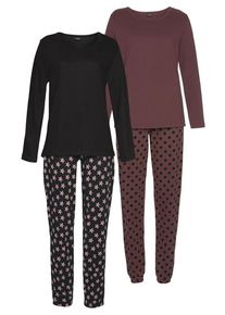 Vivance Dreams Pyjama mehrfarbig Gr. 32/34 für Damen. Rundhals und Allover-Druck. Basic. Nachhaltig.