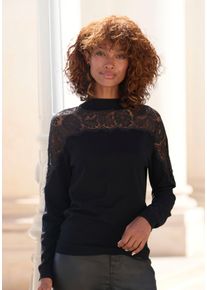 Lascana Strickpullover, mit Spitzeneinsatz, eleganter Damenpullover, festlich