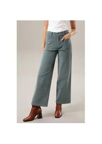 Cordhose Aniston CASUAL Gr. 36, N-Gr, blau (petrol) Damen Hosen in angesagter Hight-waist-Form Bestseller