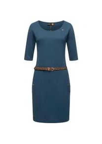 Shirtkleid Ragwear "Tannya Solid" Gr. L (40), Normalgrößen, blau (petrol) Damen Kleider stylisches Damenkleid mit Gürtel