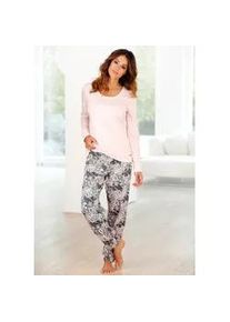 Pyjama Buffalo, Damen, Gr. 48/50, rosa, Single Jersey, Obermaterial: 100% Baumwolle, gemustert, unifarben, bequem lang, Rundhals, eingesetzt Rippb&uuml;ndchen, Homewear-Sets Pyjama, mit gemusterter Hose und passendem Langarmshirt