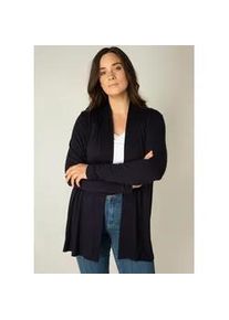 Strickjacke Base Level Curvy Gr. 48, blau (navy dark blue) Damen Strickjacken im verschlusslosen Design