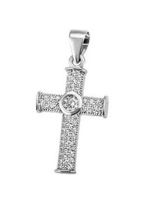 Ketten-Anhänger Firetti "Schmuck Geschenk Silber 925 Halsschmuck Anhänger Kreuz" Schmuckanhänger Gr. Silber 925 (Sterlingsilber), 1,60 g, silberfarben (silberfarben-kristallweiß + kristallweiß) Damen mit Zirkonia (synth.)