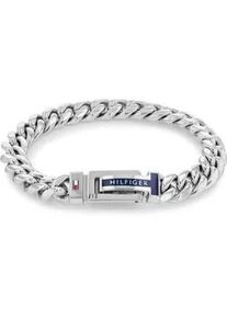 Armband Tommy Hilfiger "Schmuck Edelstahl Armschmuck Panzerkette" Armbänder Gr. Edelstahl, weiß (edelstahlfarben, blau, rot, weiß) Herren