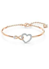 Armreif Swarovski "Herz/Unendlichkeitsschleife, Infinity Heart, weiss, Metallmix, 5518869" Armbänder Gr. M, Metall, weiß (metallfarben-roségoldfarben-kristallweiß + kristallweiß) Damen mit Swarovski Kristall