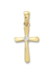 Ketten-Anhänger ONE ELEMENT "Zirkonia Kreuz Anhänger aus 333 Gelbgold" Schmuckanhänger Gr. Gelbgold 333, goldfarben (gold) Damen Gold Schmuck