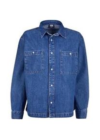 Langarmhemd Urban Classics "Urban Classics Damen Ladies Oversized Denim Shirt" Gr. L, US-Größen, blau (mid indigo washed) Damen Hemden