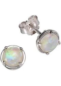 Paar Ohrstecker Firetti "Schmuck Geschenk Silber 925 Ohrschmuck Edelstein Opal" Ohrringe Gr. Silber 925 (Sterlingsilber), bunt (silberfarben-weiß + weiß) Damen mit Opal (synth.)