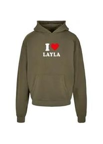 Kapuzensweatshirt Merchcode "Merchcode Herren I Love Layla X Ultra Heavy Hoody" Gr. XL, grün (olive) Herren Sweatshirts