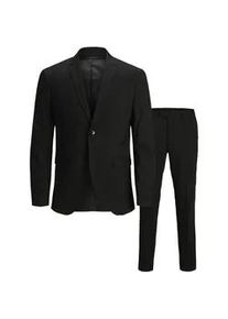 Jack & Jones Anzug JACK & JONES "JPRCOSTA SUIT" Gr. 52, N-Gr, schwarz (black fit:super slim fit) Herren Anzüge mit fallendem Revers