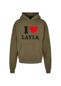 Kapuzensweatshirt Merchcode "Merchcode Herren I Love Layla Ultra Heavy Hoody" Gr. XL, grün (olive) Herren Sweatshirts