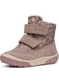 Winterboots Geox "B OMAR GIRL WPF" Gr. 22, beige (dunkelbeige) Kinder Schuhe Klettstiefel, Babystiefel Winterstiefel mit schönem Muster