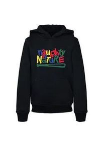 Kapuzensweatshirt Merchcode "Merchcode Herren Kids Naughty By Nature - Logo Color Basic Hoody" Gr. 158/164, schwarz Jungen Sweatshirts