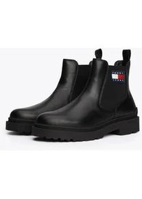 Chelseaboots Tommy Jeans "TJM LEATHER CHELSEA BOOT" Gr. 43, schwarz Herren Schuhe Blockabsatz, Businessmode, Schlupfboots, Stiefelette, Weite G