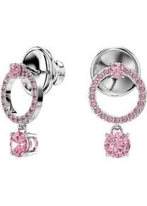 Paar Ohrstecker Swarovski "Schmuck Geschenk Ohrringe Attract Drop Circle 5563278 5723563 5723565" Gr. Metall, rosa (metallfarben-rosa + rosa) Damen mit Swarovski Kristall