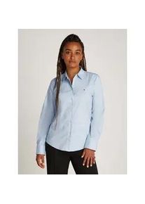 Hemdbluse Tommy Hilfiger "ESS POPLIN REGULAR SHIRT" Gr. 40, blau (breezy blau) Damen Blusen Popeline Qualität