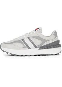 Plateausneaker Tommy Jeans "TJW TECH RUNNER" Gr. 39, grau (grau kombiniert) Damen Schuhe Freizeitschuh, Halbschuh, Schnürschuh mit Kontrastbesätzen