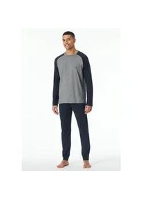 Schlafanzug Schiesser ""95/5"" Gr. 58, blau (804-nachtblau) Herren Homewear-Sets mit zweifarbigem Oberteil