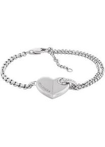 Armkette Tommy Hilfiger "BOLD HEARTS, Herz, 2780928, 2780929" Armbänder Gr. Edelstahl, silberfarben (edelstahlfarben-weiß + weiß) Damen mit Glasstein