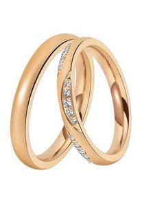 Trauring DOOSTI "Schmuck Geschenk Edelstahl Ehering Partnerring LIEBE" Fingerringe Gr. 60, mit Zirkonia, Edelstahl, 3mm, rosegold (roségoldfarben + kristallweiß) wahlweise mit oder ohne Zirkonia