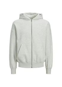 Jack & Jones Kapuzensweatjacke JACK & JONES "JJEURBAN EDGE SWEAT ZIP HOOD NOOS" Gr. L, grau (weiß melange) Herren Sweatjacken mit Rippbündchen