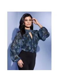 CRÉATION L Chiffonbluse CREATION L Gr. 46, blau (schwarz, royalblau, bedruckt) Damen Blusen