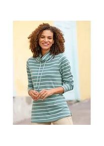 Stehkragenshirt Casual Looks "Ringelshirt" Gr. 40, grün (jade-ecru-gestreift) Damen Shirts