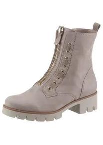 Stiefelette Gabor Gr. 38,5, grau (hellbeige) Damen Schuhe Blockabsatz, Plateau, Boots mit modischen Durchzügen