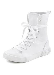 Stiefelette Lascana Gr. 42, weiß Damen Schuhe im Combat Look, High Top Sneaker, Schnürschuh, Textil-Boots