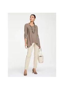 Longshirt Heine "Longshirt" Gr. 40, grau (taupe) Damen Shirts