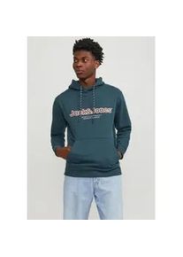 Jack & Jones Hoodie JACK & JONES "JORLAKEWOOD SWEAT HOOD BF" Gr. M, grün (magical forest) Herren Sweatshirts mit coolem Print