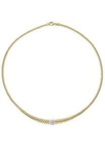 Collier Firetti "Schmuck Geschenk Gold 585 Halsschmuck Halskette Goldkette Fantasie" Halsketten Gr. 0,13 ct, Gelbgold 585-Diamanten, L: 45cm B: 6mm, goldfarben (gelbgoldfarben) Damen mit Diamanten