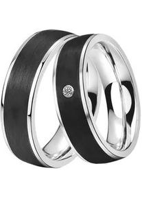 Trauring DOOSTI "Schmuck Geschenk Edelstahl Ehering Partnerring LIEBE" Fingerringe Gr. 56, mit Zirkonia, Edelstahl-Carbon, 6mm, schwarz (edelstahlfarben-schwarz + kristallweiß) wahlweise mit oder ohne Zirkonia