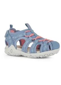 Sandale Geox "J SANDAL WHINBERRY G" Gr. 24, bunt (blau-koralle) Kinder Schuhe Sommerschuh, Badeschuh, Schlupfschuh mit Klettverschluss