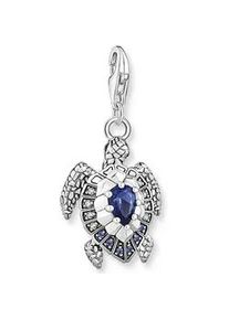 Charm-Einhänger Thomas Sabo "Schildkröte mit blauen Steinen, 1897-667-1" Charms silberfarben (silberfarben, mehrfarbig, mehrfarbig) Damen mit Glas-Keramik Stein