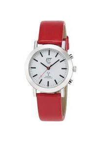 Funkuhr ETT "Station Watch, ELS11582-11L" Armbanduhren rot Damen Armbanduhr, Damenuhr, Solar