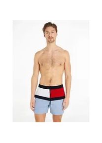 Badeshorts Tommy Hilfiger SWIMWEAR "MEDIUM DRAWSTRING" Gr. M (50), N-Gr, blau (well water) Herren Badehosen in mehrfarbiger Optik