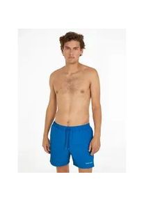 Badeshorts Tommy Hilfiger SWIMWEAR "SF MEDIUM DRAWSTRING" Gr. M (50), N-Gr, blau (meridian blue) Herren Badehosen mit Logoschriftzug