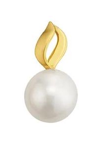 Ketten-Anhänger OROLINO "Gold 585 mattiert mit weißer Perle 9,5mm" Schmuckanhänger Gr. ONE-SIZE, Gold, 0,5 g, gelb Damen