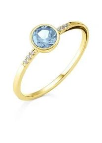 Fingerring OROLINO "Gold 585 mit 6x Brillant 0,025ct. und Blautopas (beh.)" Fingerringe Gr. 056 (17,8), 0,025 ct SI = kleine Einschlüsse, Gold, gelb (gelb, weiß) Damen