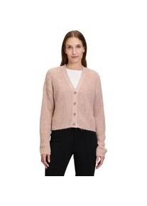 Strickjacke Cartoon "Cartoon Strick-Cardigan mit V-Ausschnitt" Gr. 46, bunt (pink, rosa) Damen Strickjacken Struktur