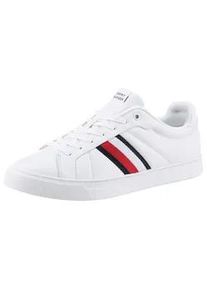 Sneaker Tommy Hilfiger "ICON COURT LTH STRIPES" Gr. 46, bunt (weiß-dunkelblau-rot) Herren Schuhe Schnürschuh, Freizeitschuh, Halbschuh mit gepolstertem Schaftrand