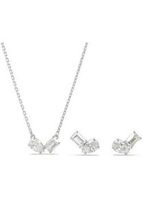 Ohrring und Ketten Set Swarovski "Mesmera, 5665829" Schmuck-Sets silberfarben (metallfarben-kristallweiß + kristallweiß) Damen mit funkelnden Swarovski Zirkonia (synth.)